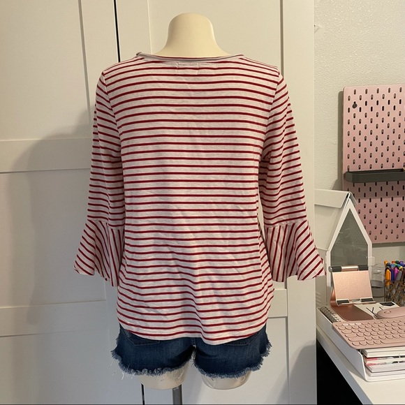 DELETTA Celina Striped Bell Sleeve Top - Picture 6 of 9